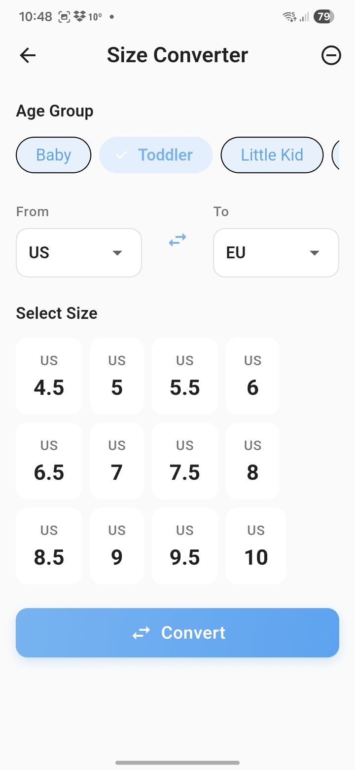 Kids Shoe Sizer app screen 2