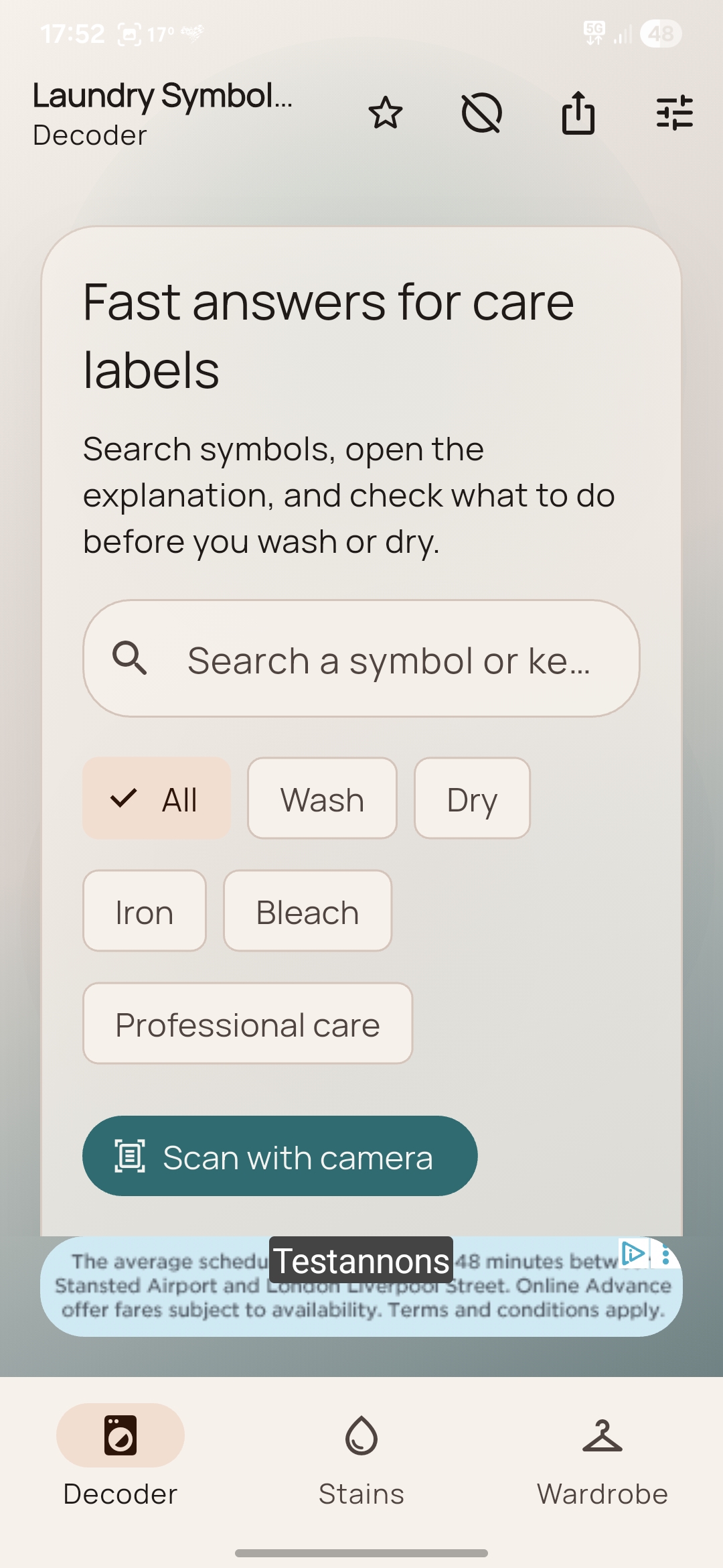Laundry Symbol Decoder app screenshot