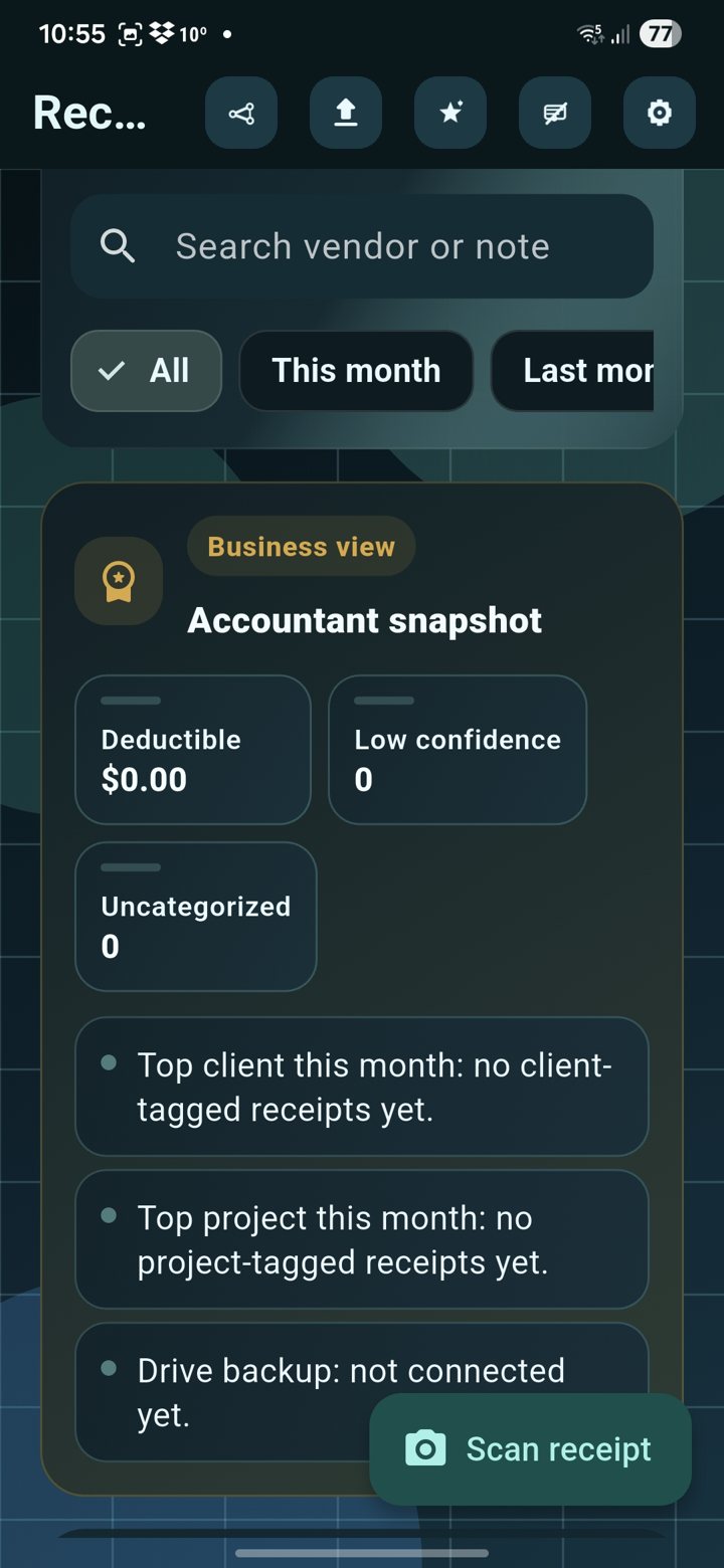 ReceiptFlow app screen 2