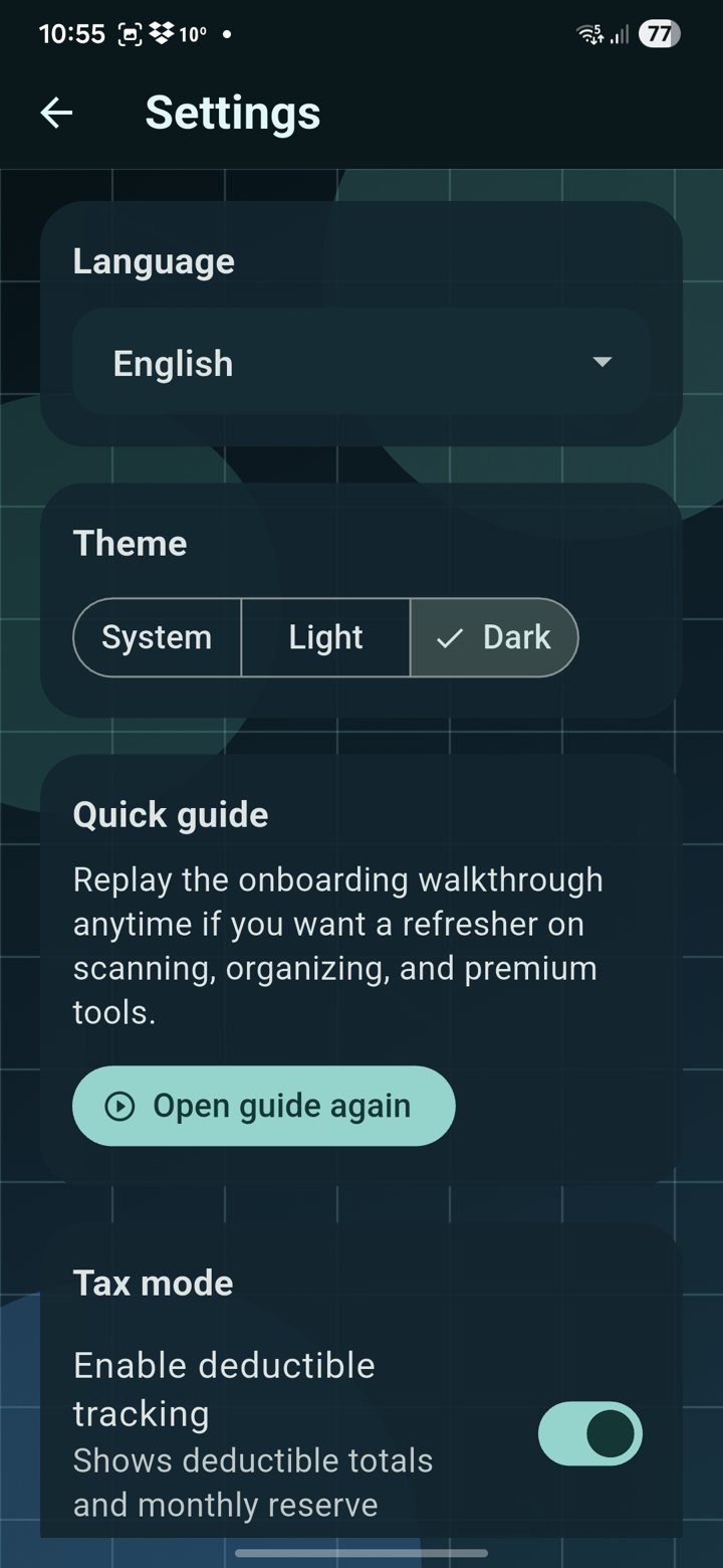 ReceiptFlow app screen 3