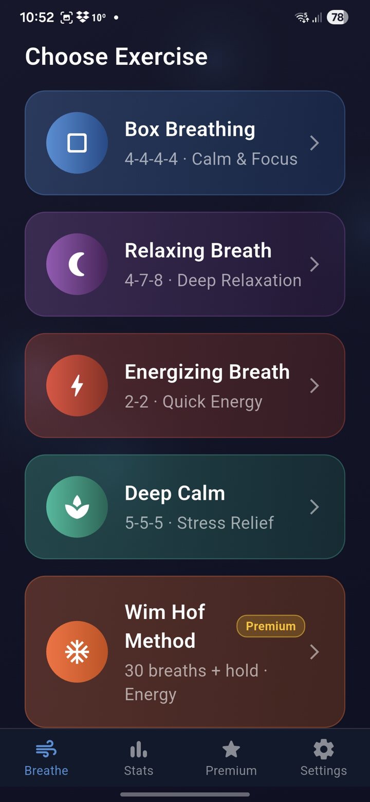 Zen Breath app screen 2